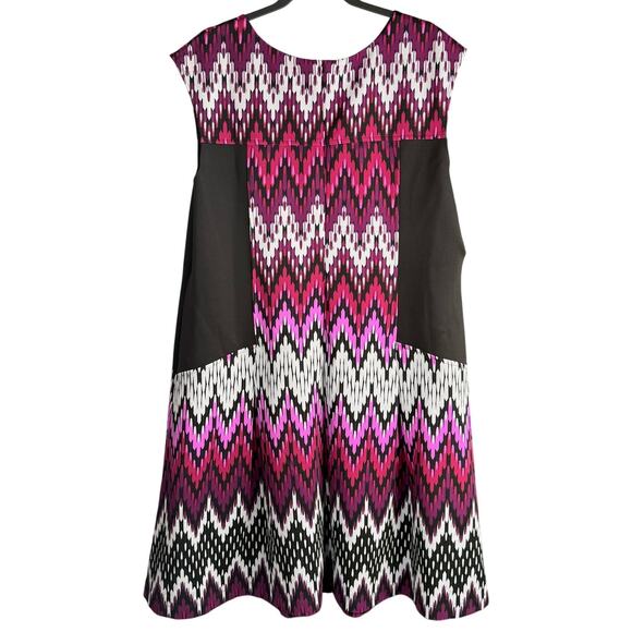 GABBY SKYE 20W Plus Size Chevron Dress Pink Black White Flattering Classic Style - Picture 2 of 9